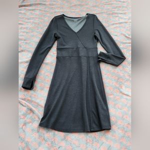 Toad & Co Long Sleeve Dark Grey Pseudo Wrap Dress Size Medium